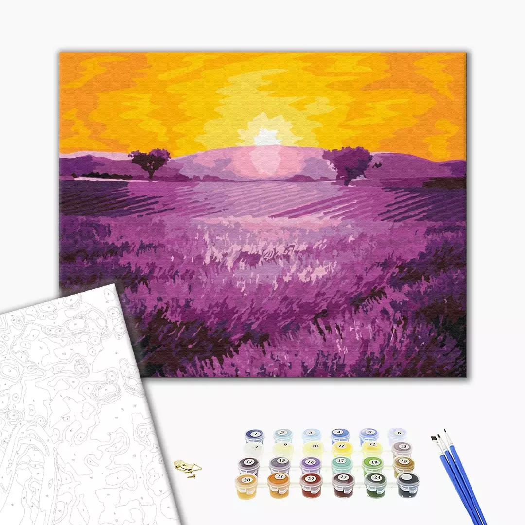 Set pictura pe numere - Sunrise over lavender | Brushme