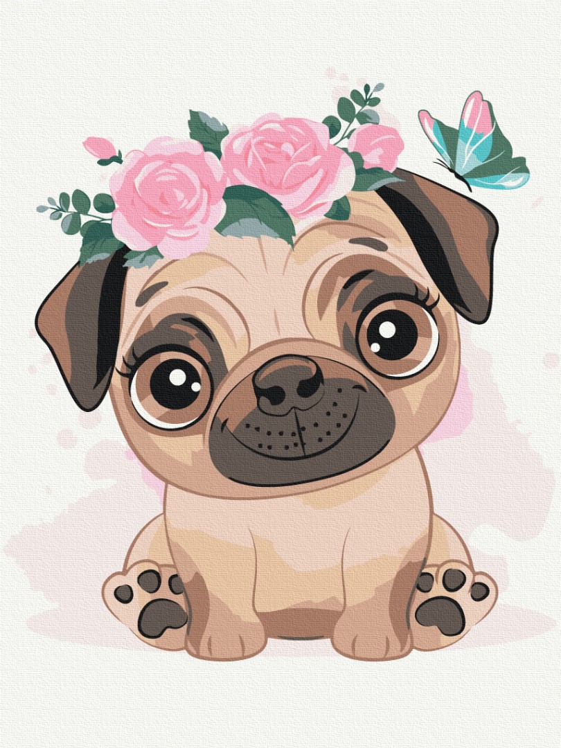 Set pictura pe numere - Cute pug | Brushme - 1 | YEO