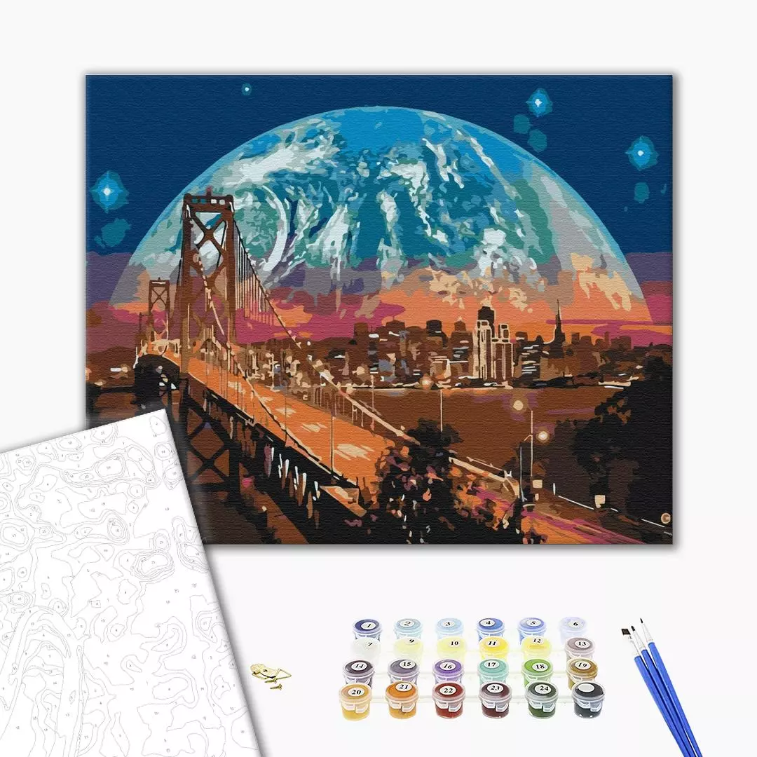 Set pictura pe numere - Moon over San Francisco | Brushme