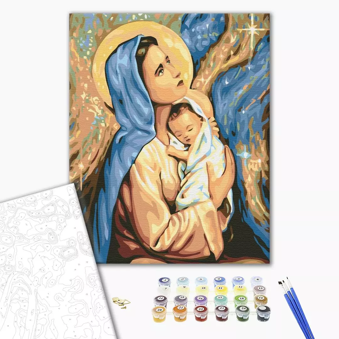 Set pictura pe numere - Mary and Jesus | Brushme