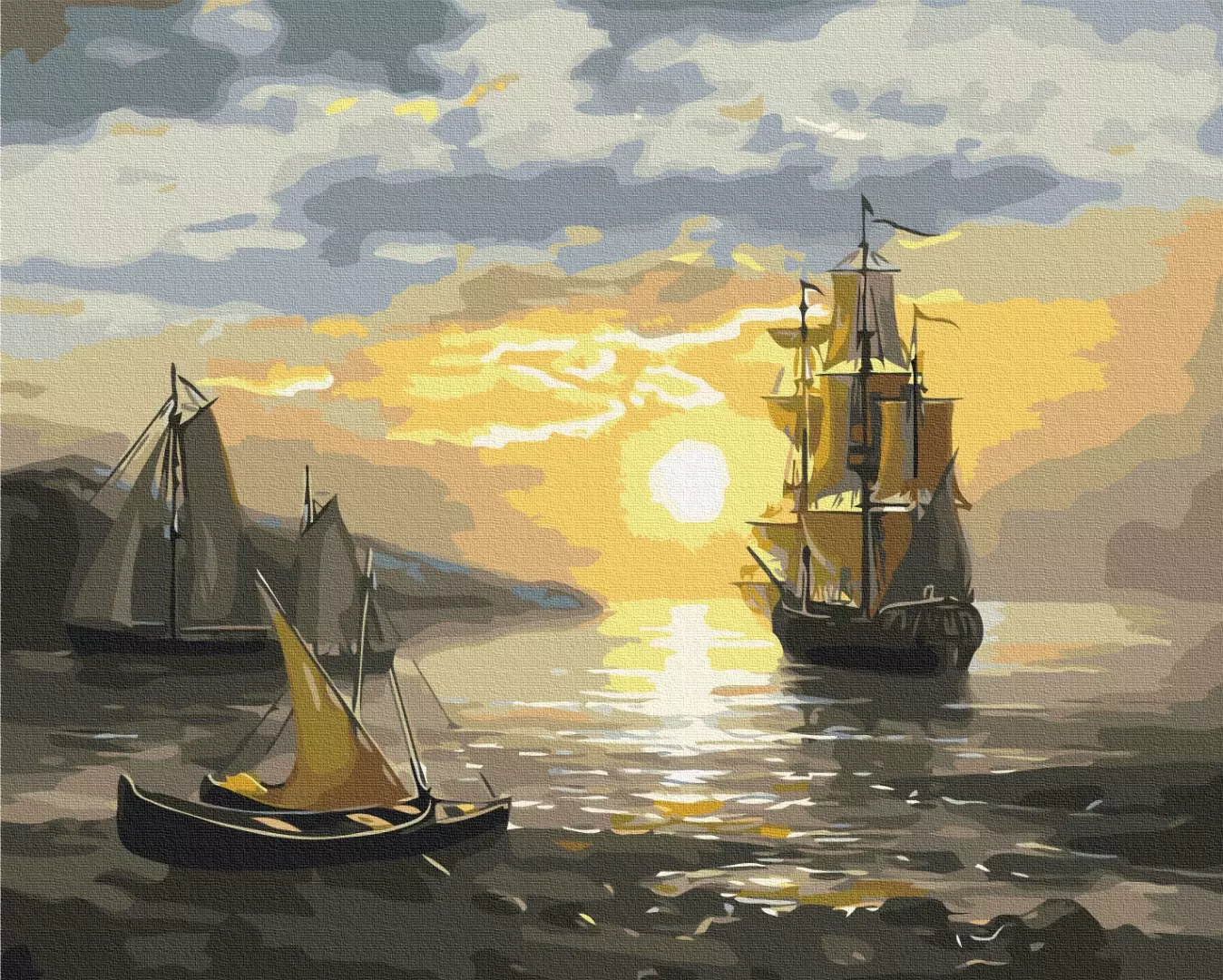 Set pictura pe numere - Sailboat at sunset