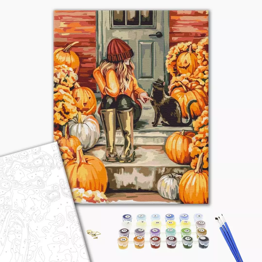 Set pictura pe numere - Autumn on the doorstep | Brushme