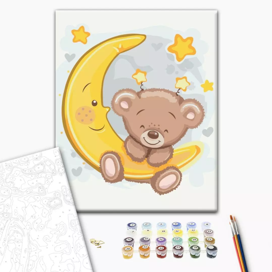 Set pictura pe numere - Bear on the moon | Brushme