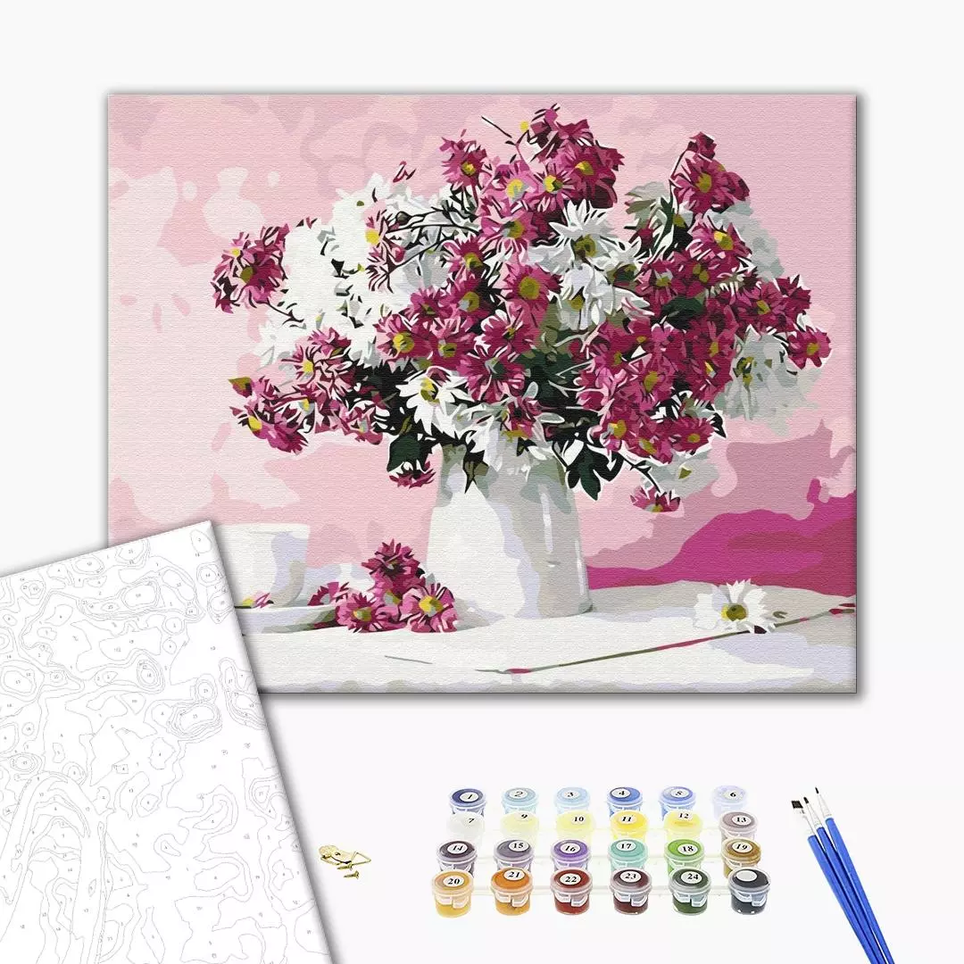 Set pictura pe numere - Still life in pink tones | Brushme