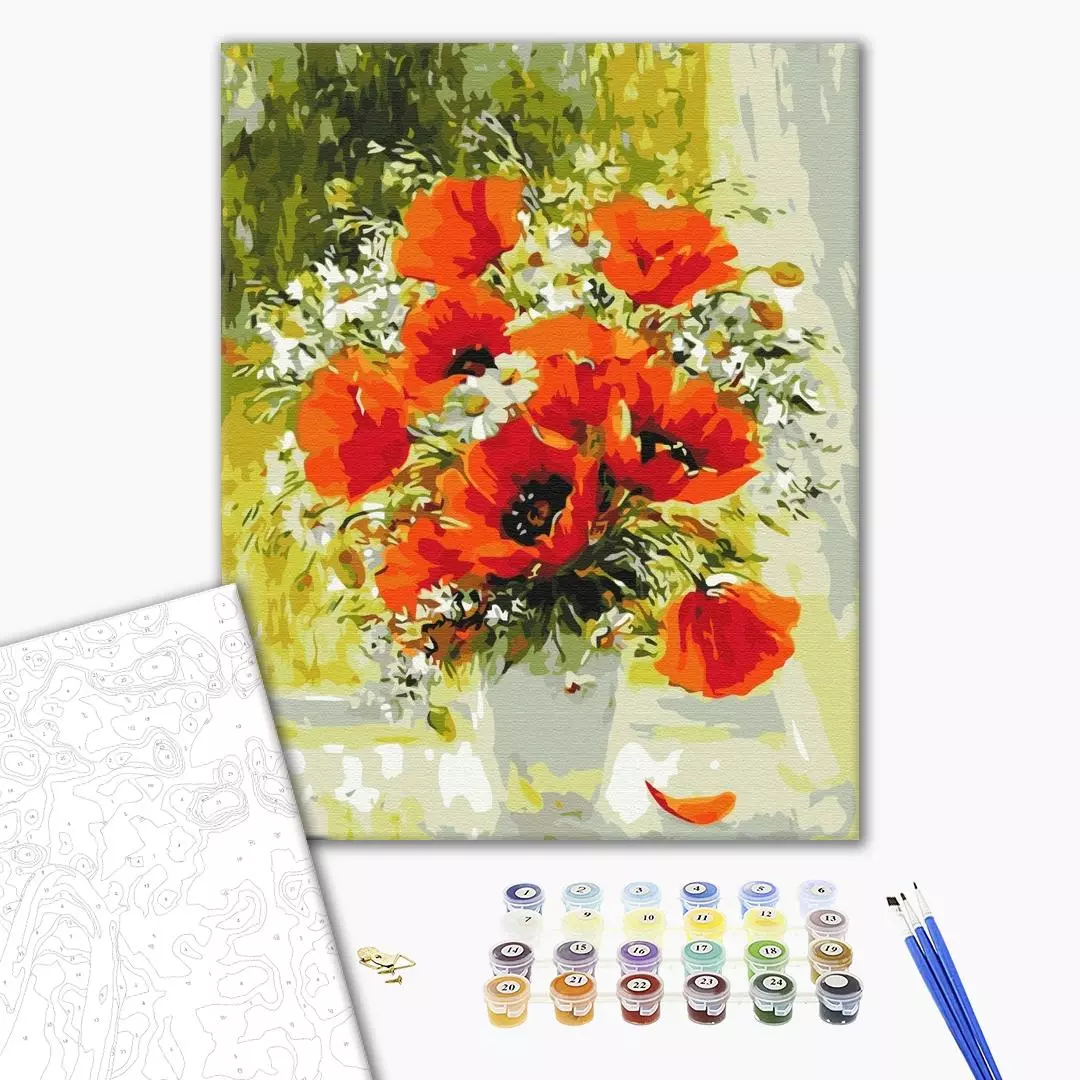 Set pictura pe numere - Field bouquet painted in oil | Brushme