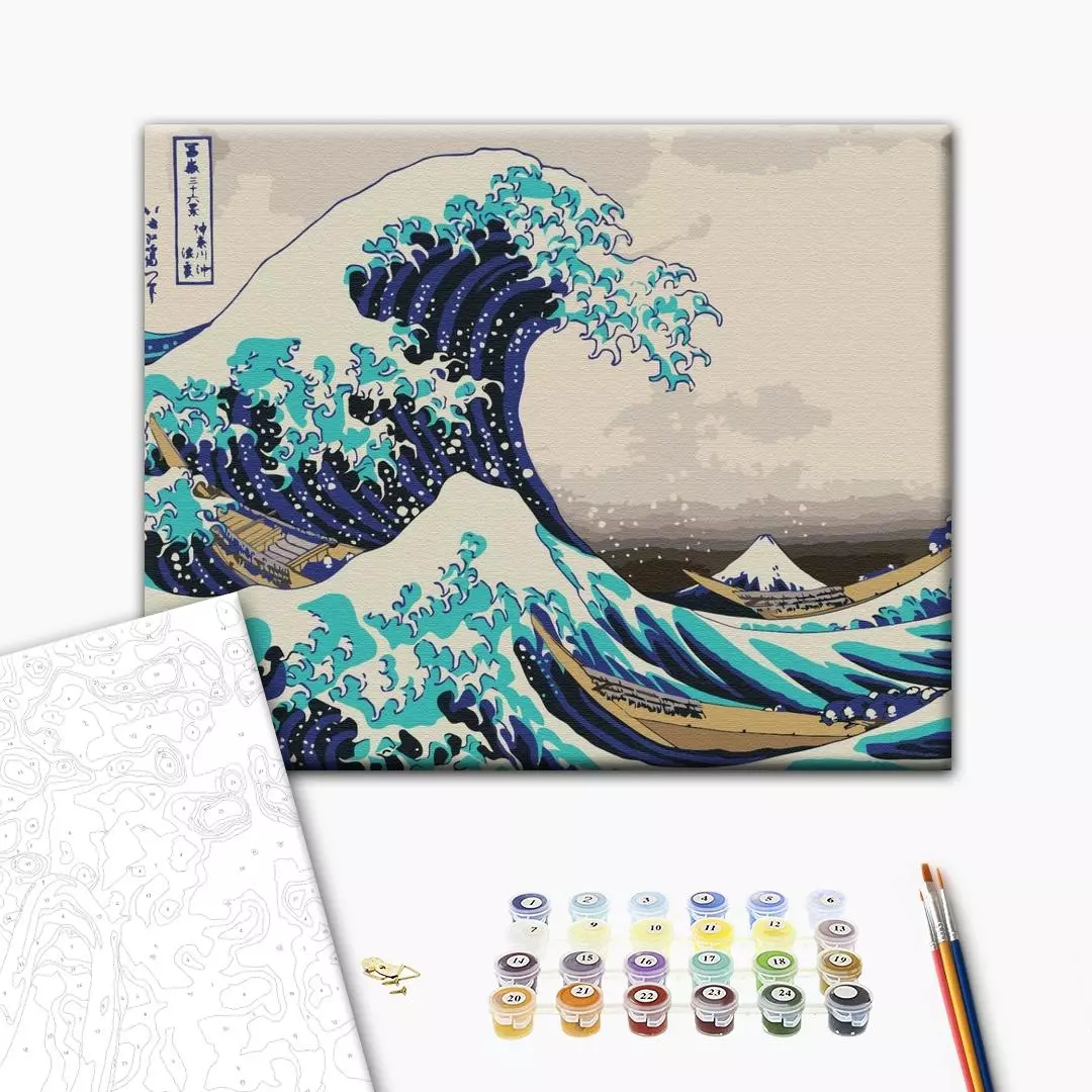 Set pictura pe numere - The Great Wave off Kanagawa - Hokusai | Brushme