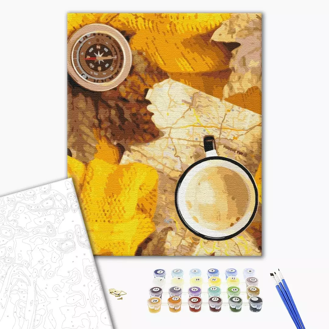 Set pictura pe numere - Flatlay of the autumn traveler | Brushme