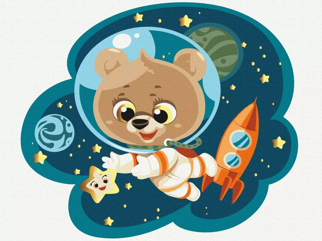 Set pictura pe numere - Space teddy bear | Brushme - 1 | YEO