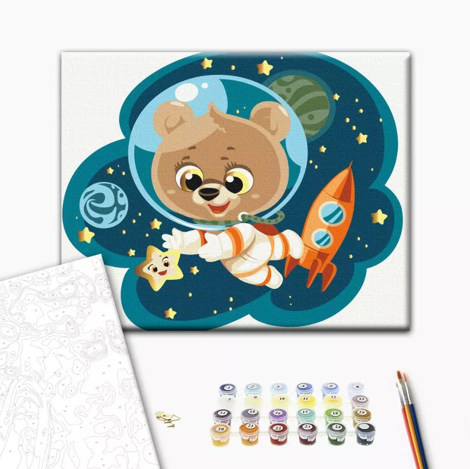 Set pictura pe numere - Space teddy bear | Brushme