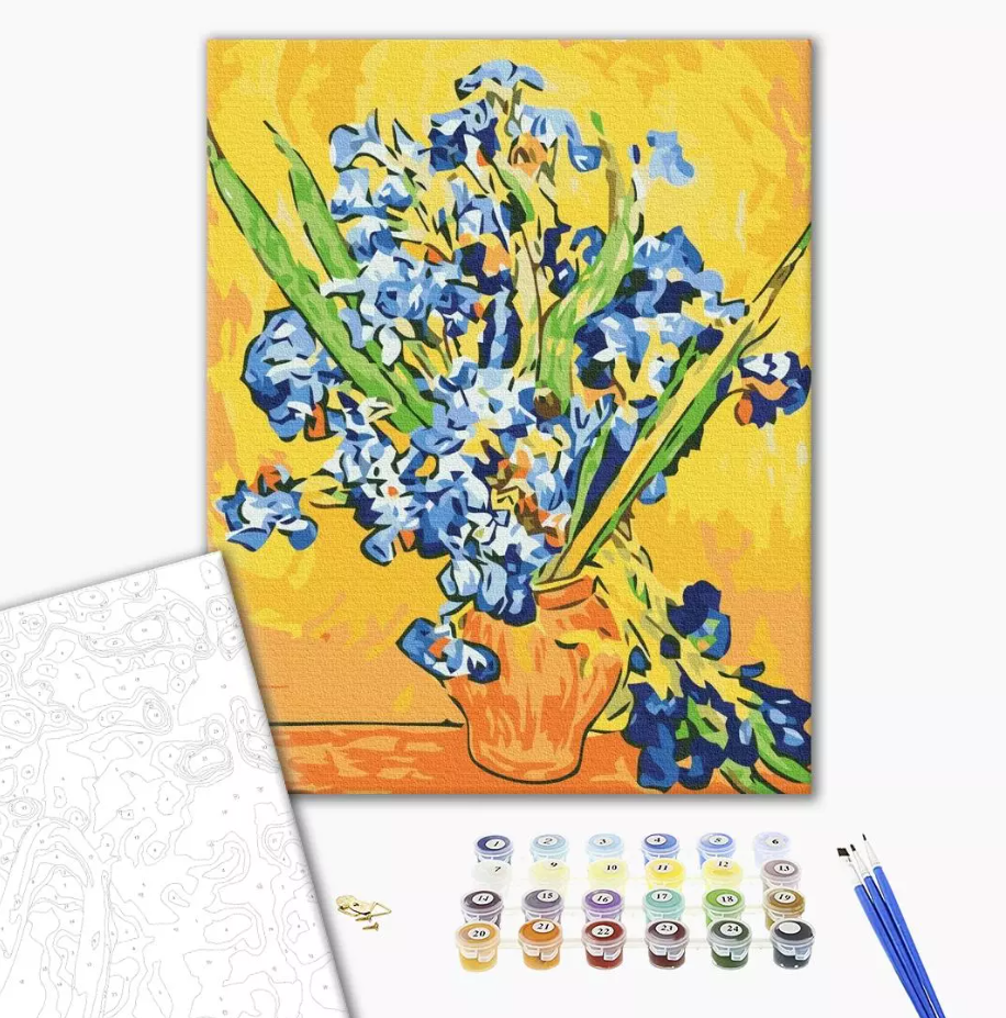 Set pictura pe numere - Vincent van Gogh - Irises in a vase | Brushme