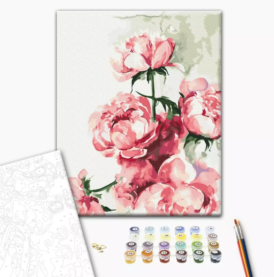 Set pictura pe numere - Karolina Bundash - Watercolor peonies | Brushme