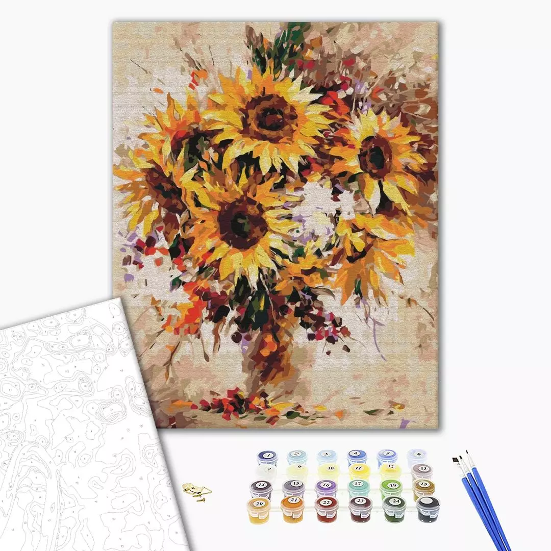 Set pictura pe numere - Still life with sunflowers | Brushme