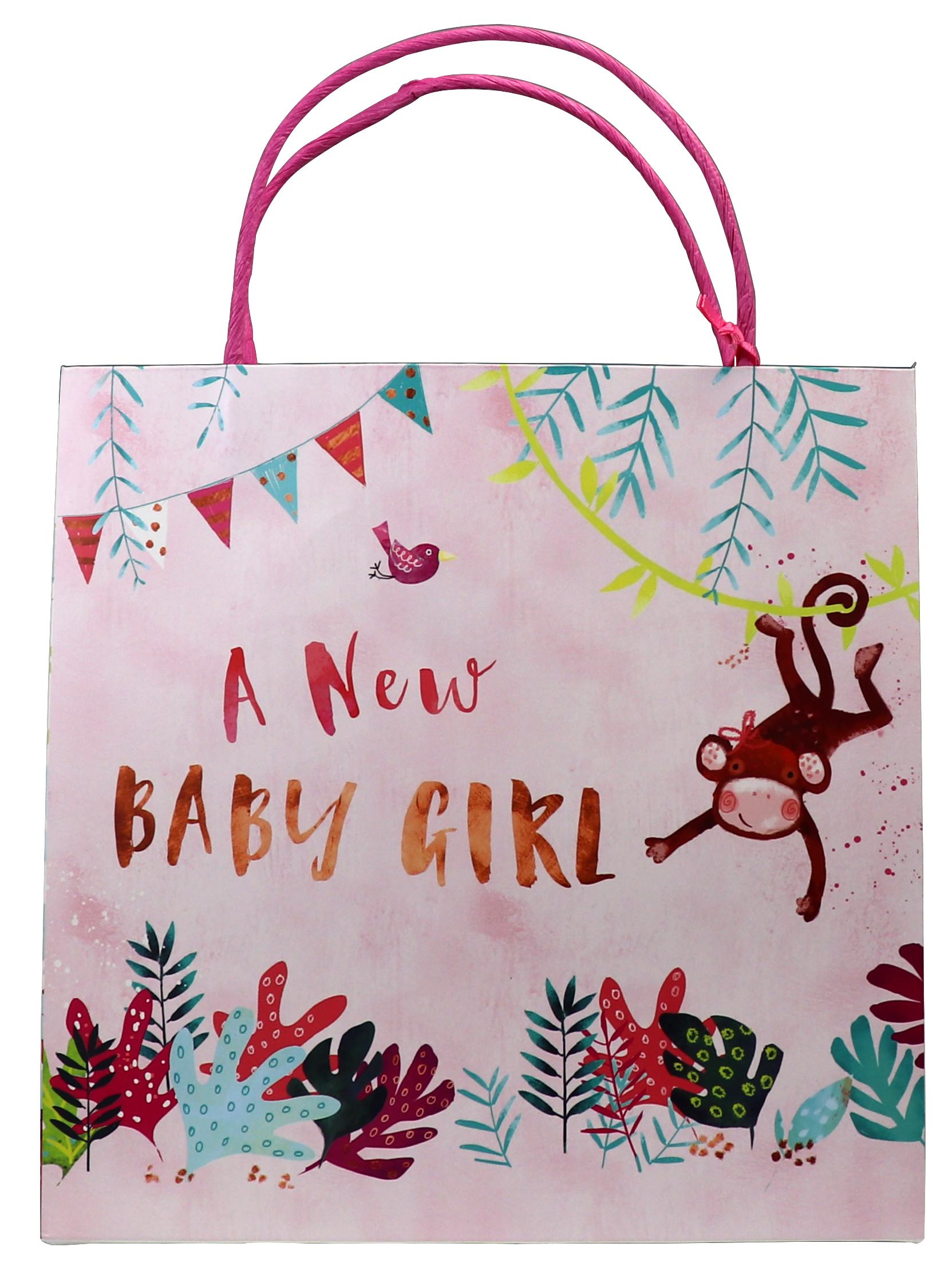 Punga de cadou medie - Baby Girl Monkey | Swan Mill Paper