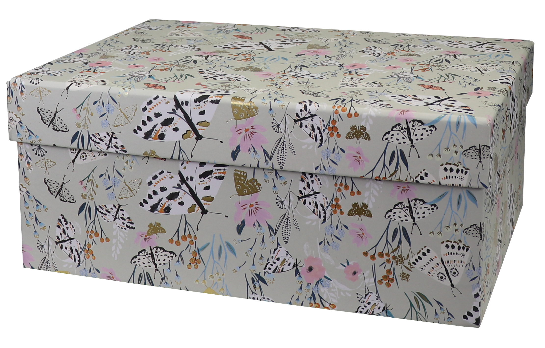 Cutie pentru cadou mare - Grey Floral Nest | Swan Mill Paper