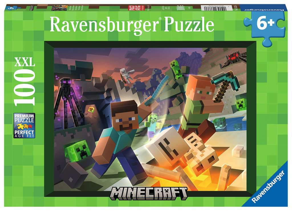 Puzzle 100 piese - Monstri Minecraft | Ravensburger - 1
