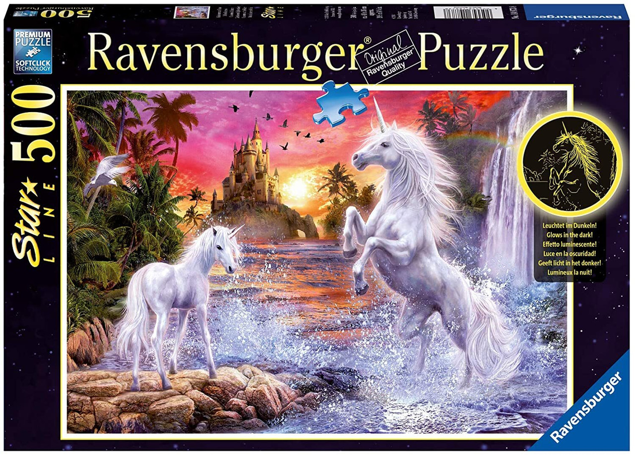 Puzzle - Glow in the dark - Unicorni la rau - 500 piese | Ravensburger
