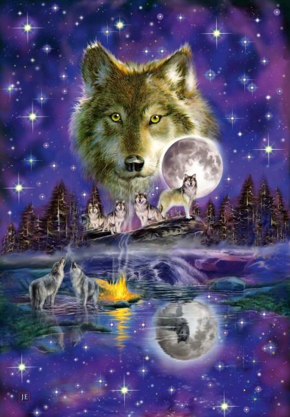 Puzzle 1000 piese - Wolf in the moonlight | Schmidt