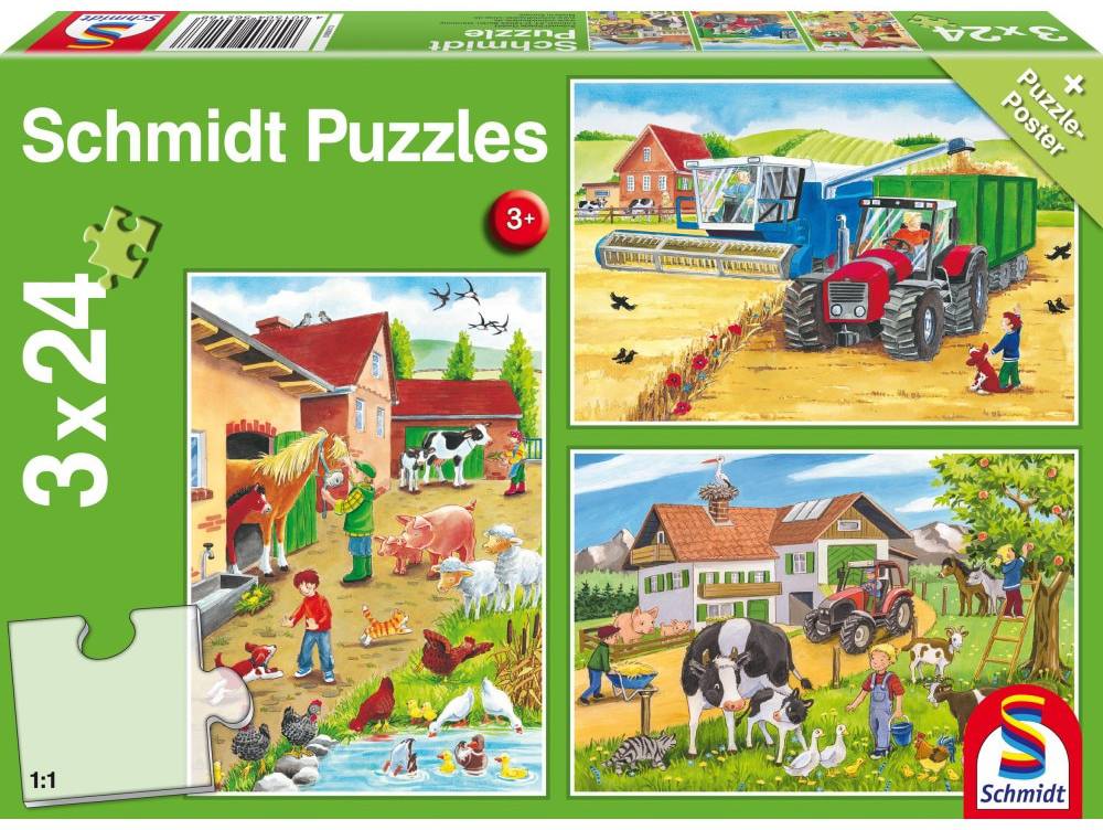 Puzzle 3 x 24 piese - La ferma | Schmidt