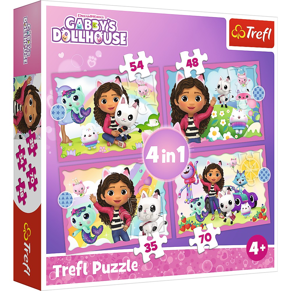 Puzzle 4 in 1 - Gabbys Dollhouse - Aventurile lui Gabby | Trefl - 5
