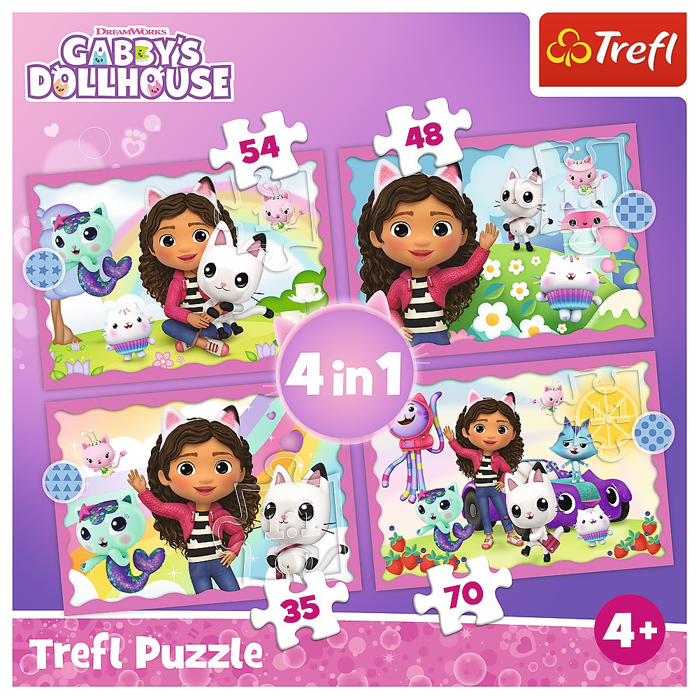 Puzzle 4 in 1 - Gabbys Dollhouse - Aventurile lui Gabby | Trefl - 4