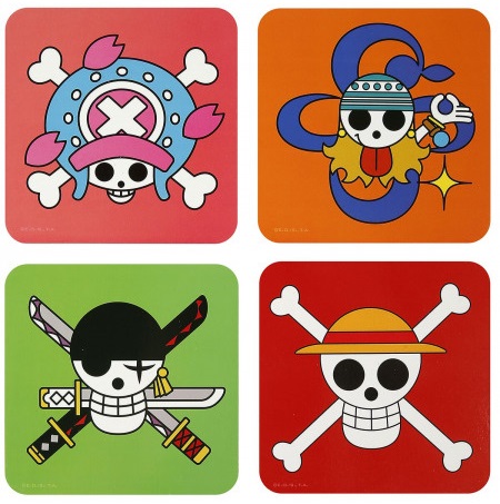 Set 4 suporturi pahar - One Piece - Skulls