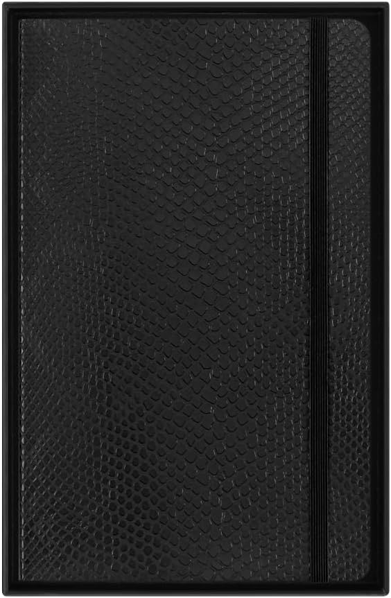 Carnet - Precious & Ethical with Gift Box - Python-Effect - Large, Vegan Soft Cover, Ruled - Black