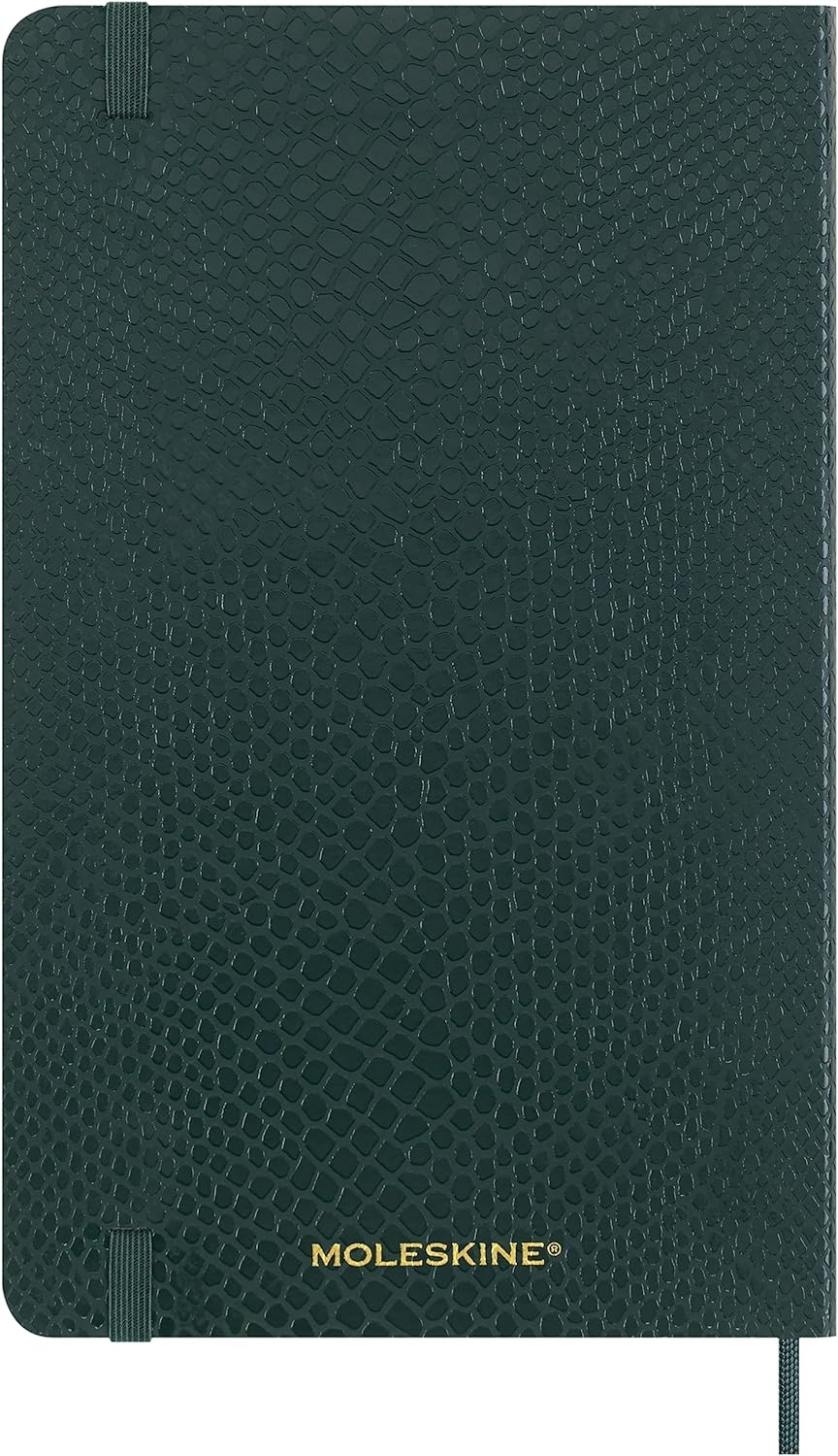 Carnet - Precious & Ethical with Gift Box - Python-Effect - Large, Vegan Soft Cover, Ruled - Green | Moleskine - 5 | YEO