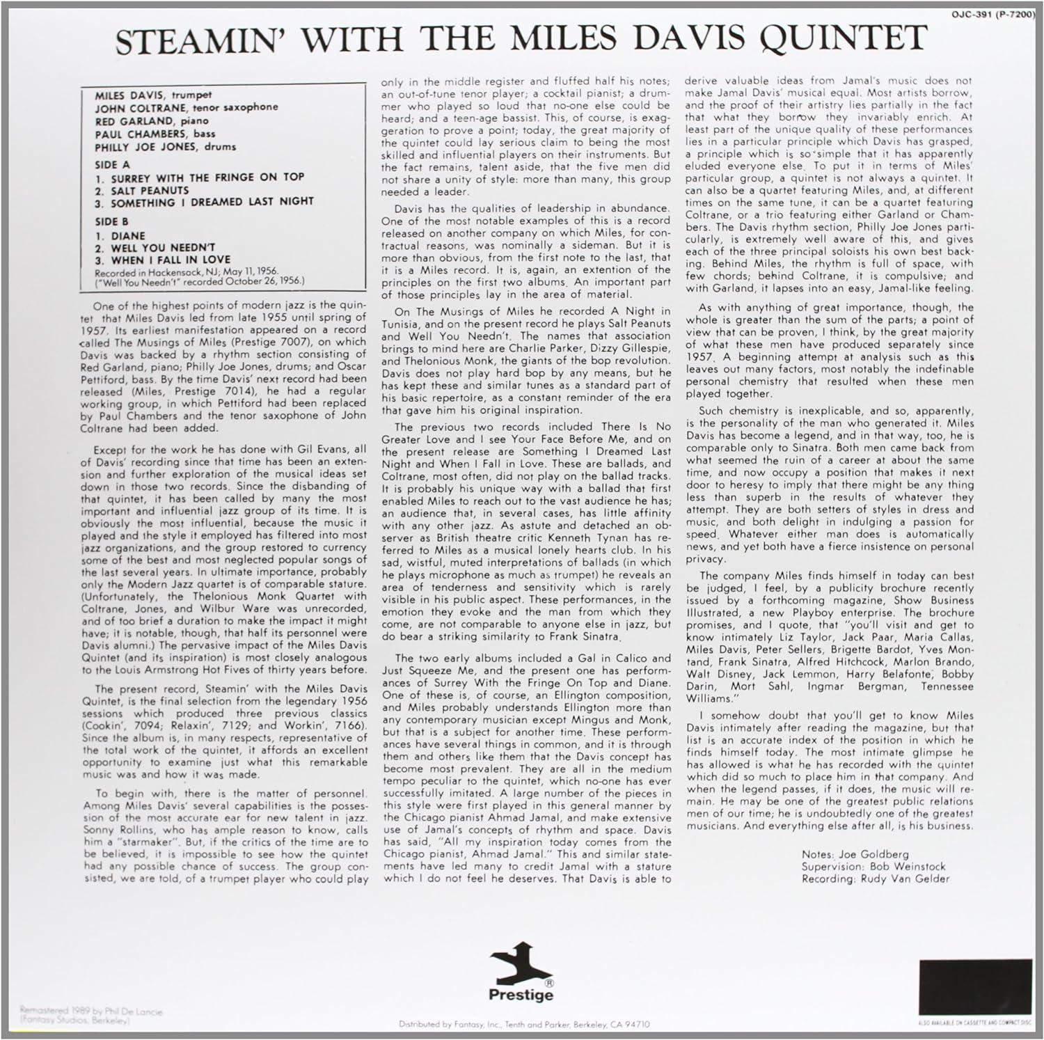 Steamin\' With The Miles Davis Quintet - Vinyl | The Miles Davis Quintet