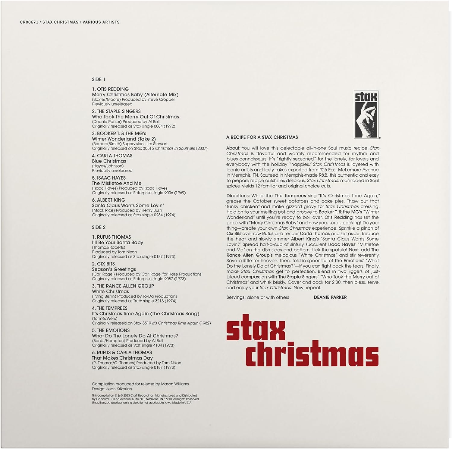 Stax Christmas - Vinyl | Various Artists - 1 | YEO