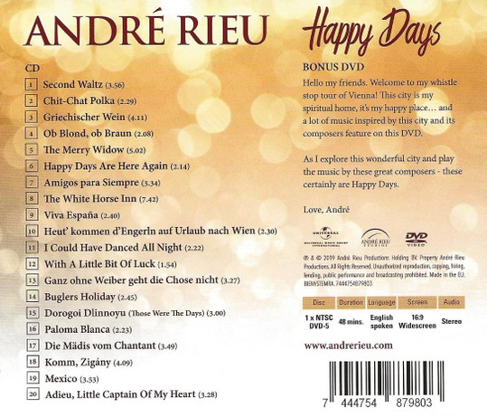 Happy Days (CD+DVD) | Andre Rieu