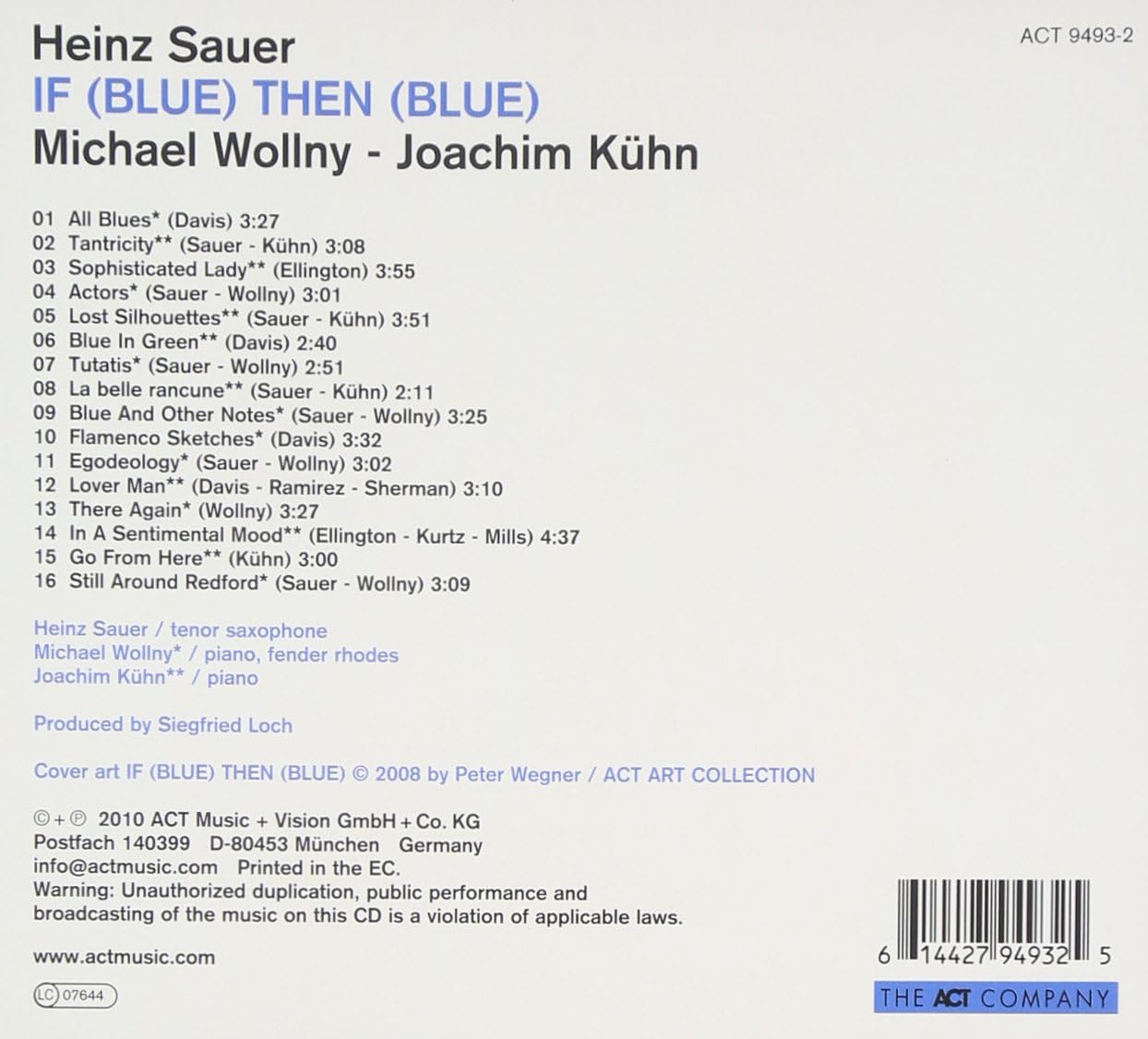 If (Blue) Then (Blue) | Heinz Sauer, Michael Wollny, Joachim Kuhn