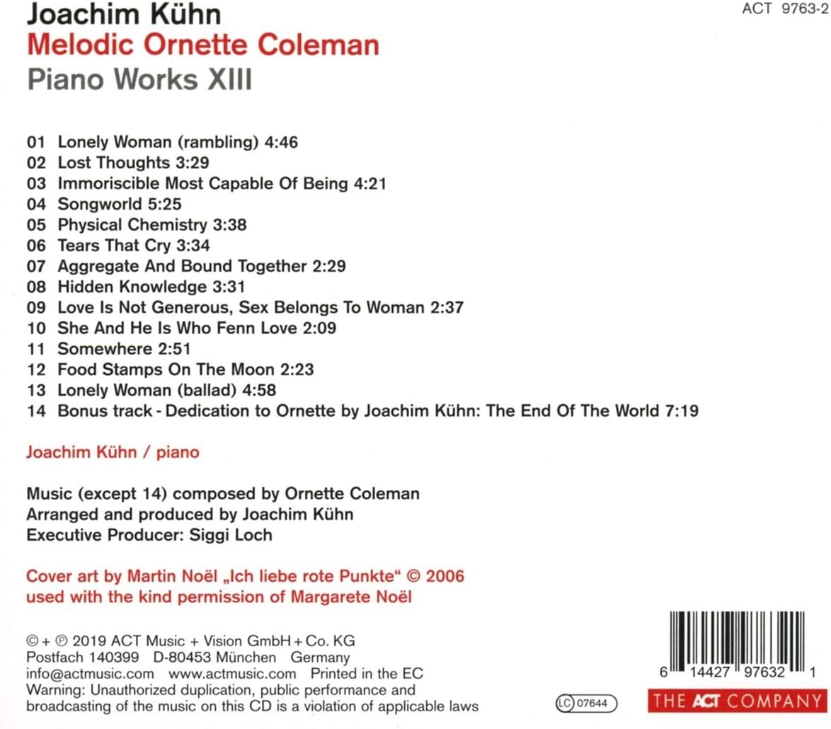 Melodic Ornette Coleman: Piano Works XIII | Joachim Kuhn