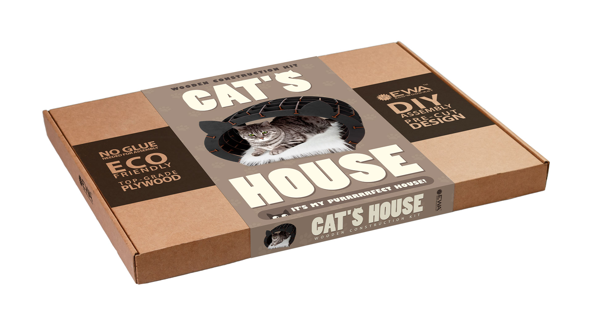 Puzzle 3D - Casa neagra pentru pisici - Blana alba | EWA - 7