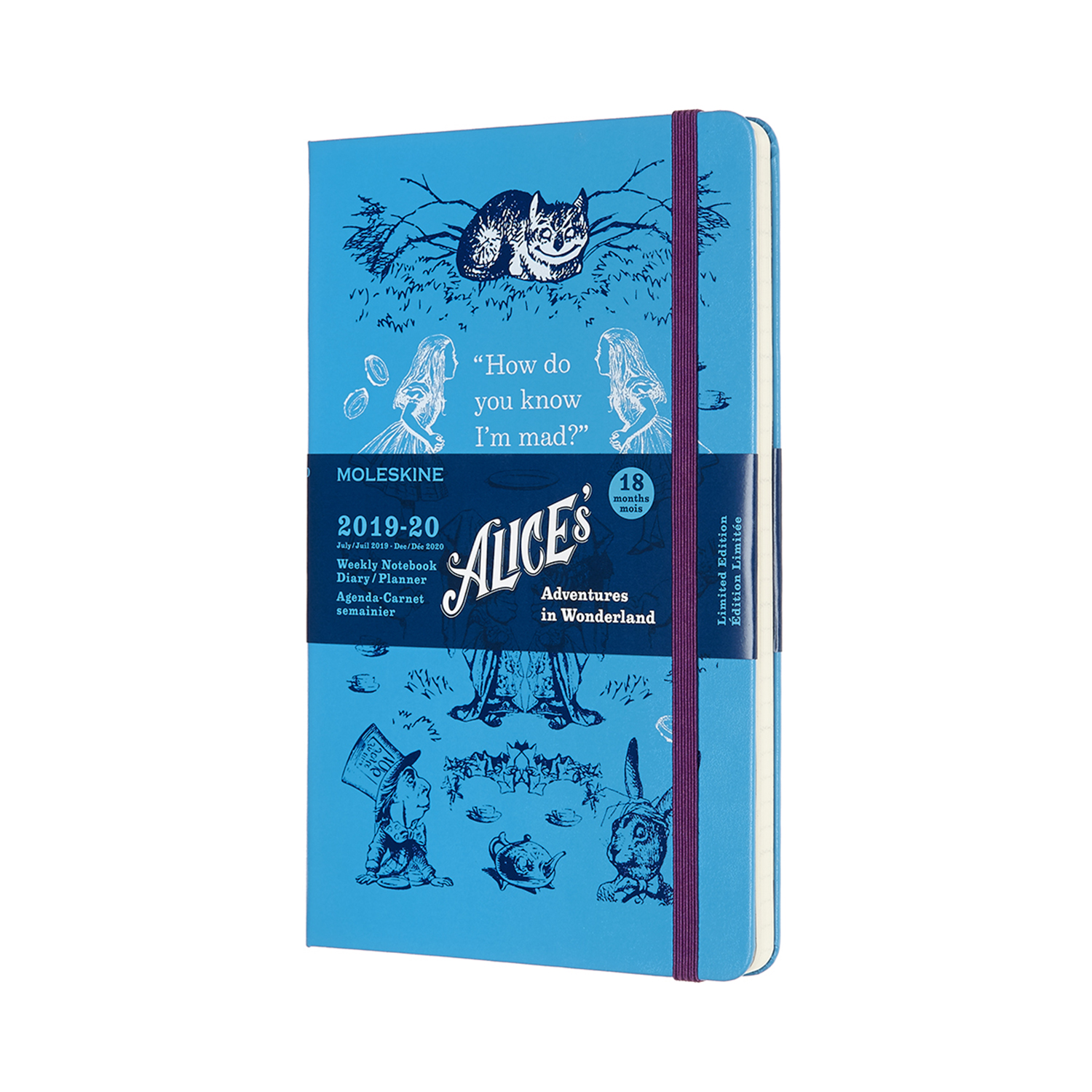 Agenda 2019-2020 - Moleskine Alice\'s Adventures in Wonderland Limited Edition 18-Month Weekly Planner - Blue, Large, Hard cover | Moleskine