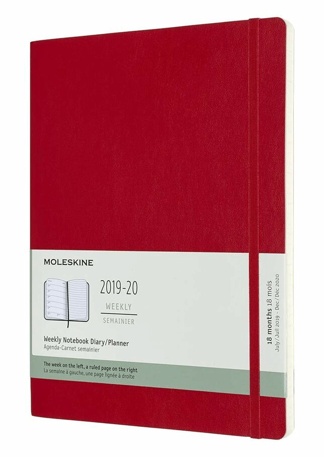 Agenda 2019-2020 - Moleskine 18 Months Weekly Notebook Diary and Planner - Scarlet Red, Extra Large, Soft Cover | Moleskine