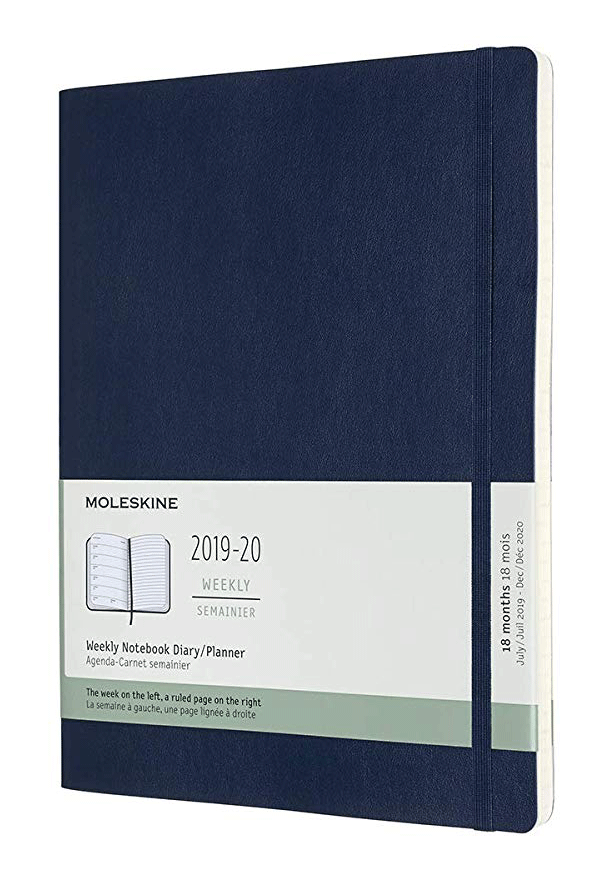 Agenda 2019-2020 - Moleskine 18 Months Weekly Notebook Diary and Planner - Sapphire Blue, Extra Large, Soft Cover | Moleskine