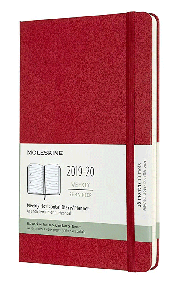 Agenda 2019-2020 - Moleskine 18 Months Weekly Horizontal Diary and Planner - Scarlet Red, Large, Hard Cover | Moleskine