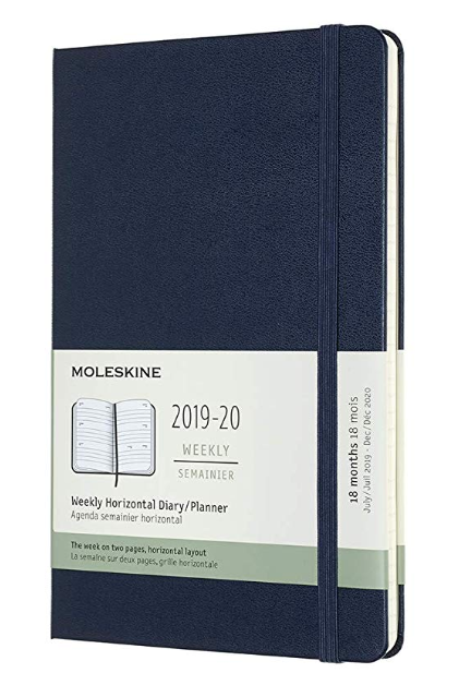 Agenda 2019-2020 - Moleskine 18 Months Weekly Horizontal Diary and Planner - Sapphire Blue, Large, Hard Cover | Moleskine