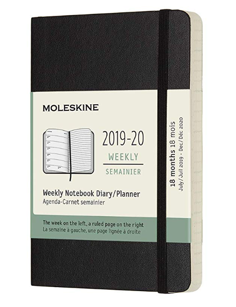 Agenda 2019-2020 - Moleskine 18 Months Weekly Notebook Diary and Planner - Black, Pocket, Soft Cover | Moleskine