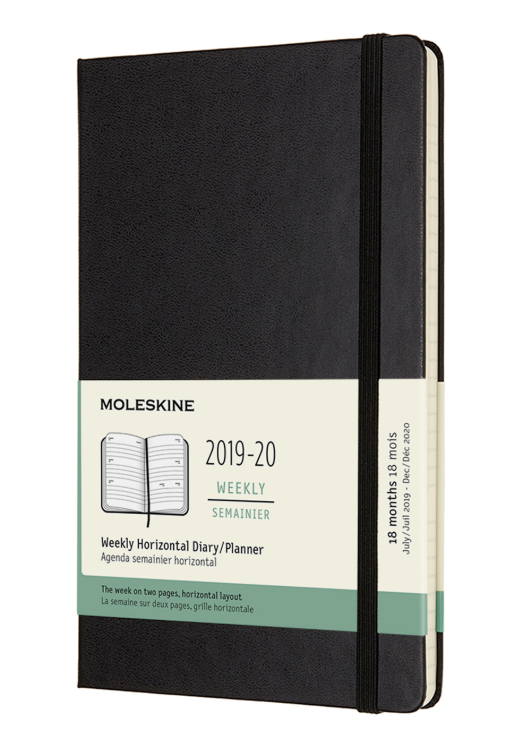 Agenda 2019-2020 - Moleskine 18-Month Weekly Horizontal Diary and Planner - Black, Large, Hard cover | Moleskine
