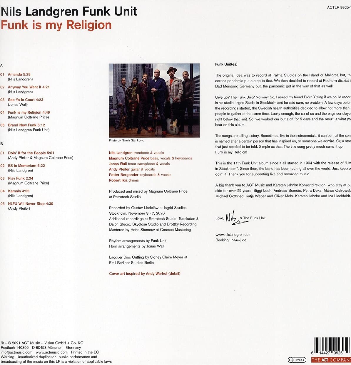 Funk Is My Religion - Vinyl | Nils Landgren Funk Unit