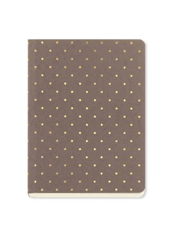 Carnet A6 - Small Gold Polka-Taupe | Go Stationery