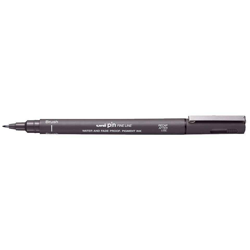 Liner - Uni Pin - Fine Line - Brush, negru | Uni - 1 | YEO