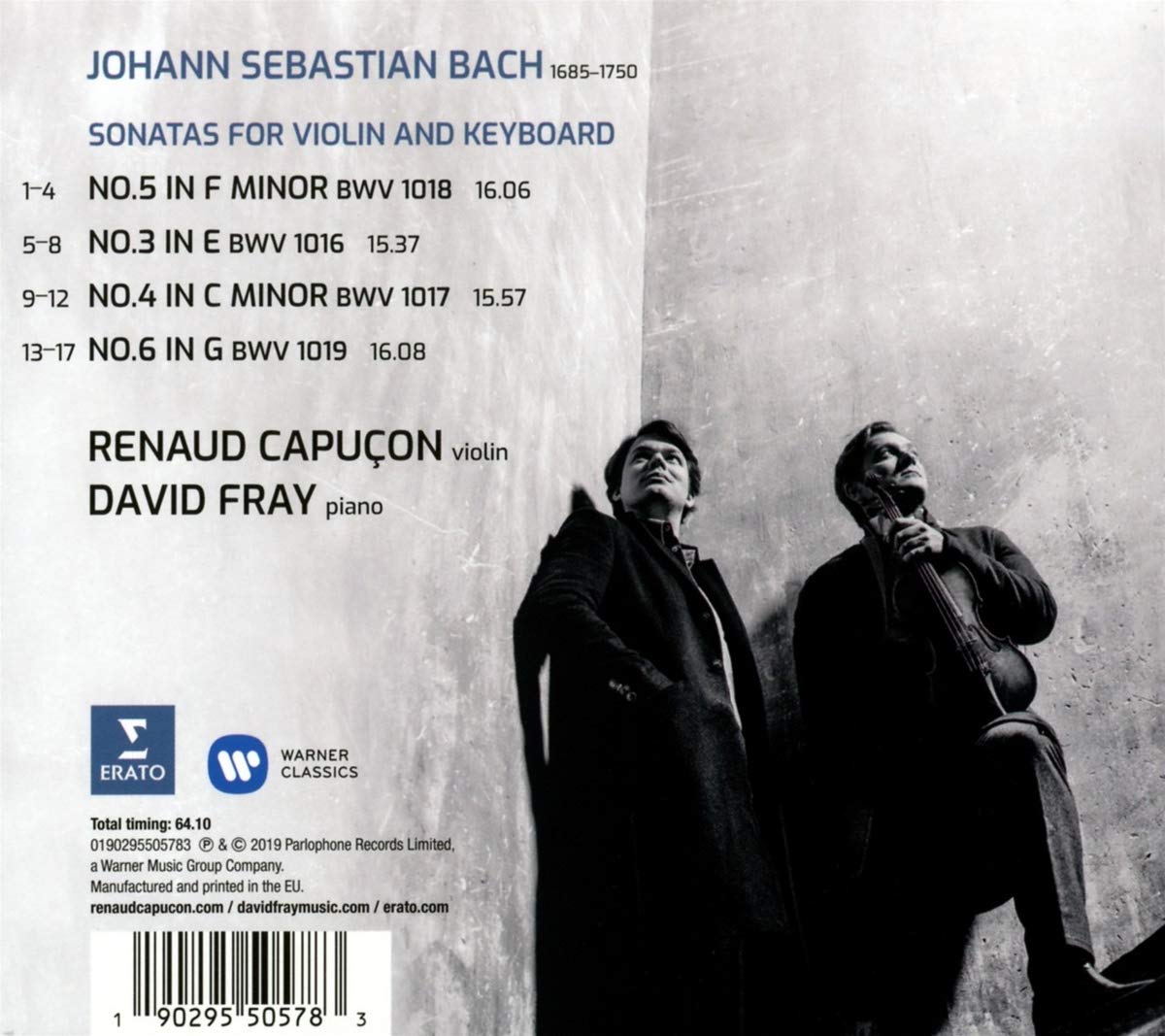 Bach: Sonatas for Violin & Keyboard Nos 3-6 | Renaud Capucon, David Fray