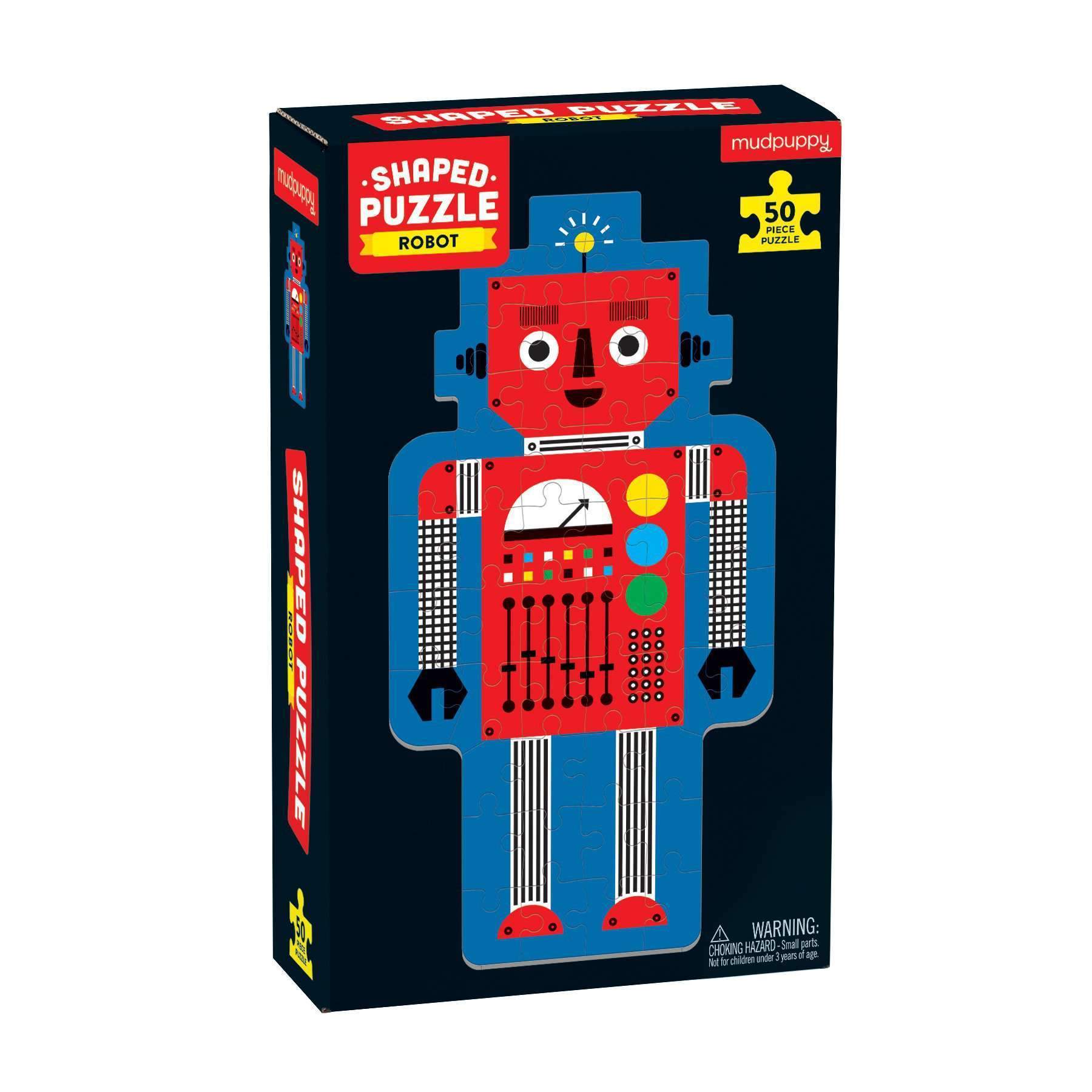 Puzzle 50 piese - Shaped - Robot | Mudpuppy