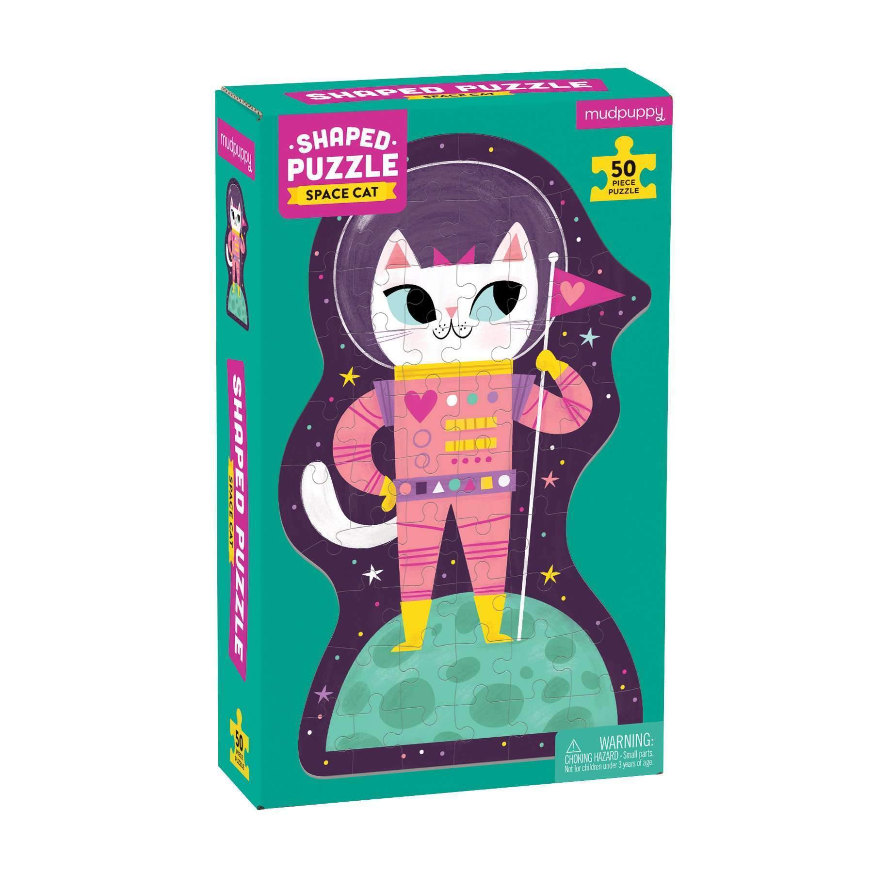 Puzzle 50 piese - Shaped - Space Cat | Mudpuppy