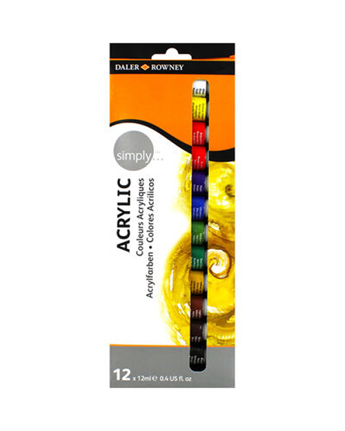 Set acrilice - Simply Acrylic, 12 culori | Daler Rowney