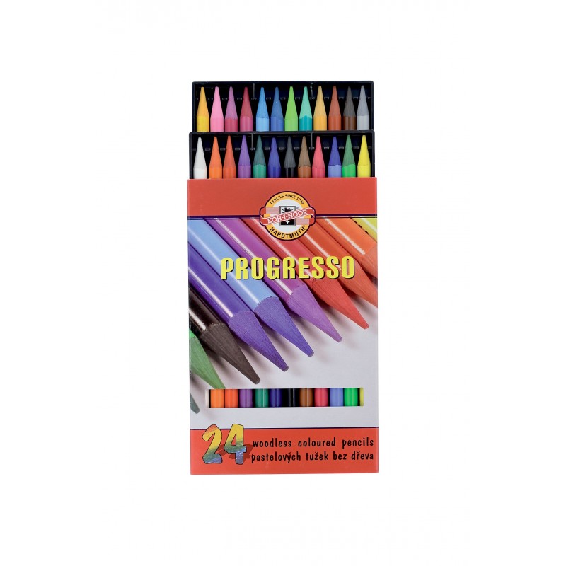 Set creioane colorate fara lemn Progresso - 24 culori | Koh-I-Noor