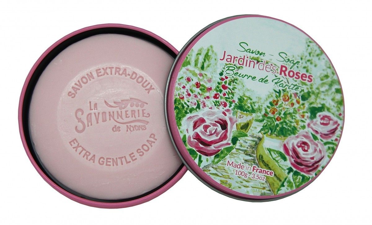 Sapun in cutie metalica, 100 g - Jardin des Roses | La Savonnerie de Nyons