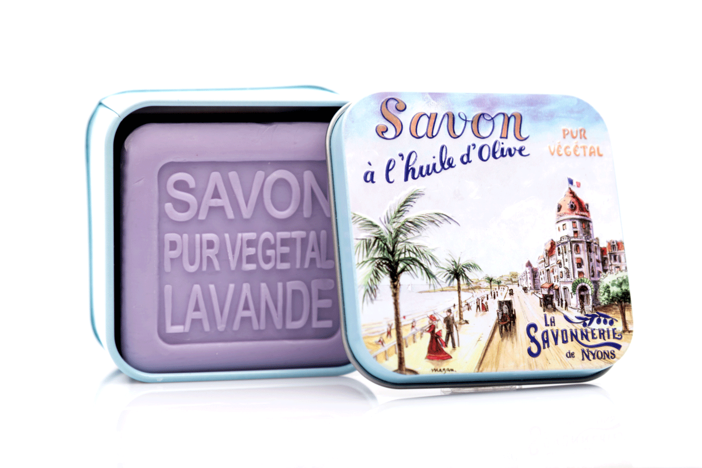 Sapun in cutie metalica, 100 g - La Promenade Des Anglais | La Savonnerie de Nyons